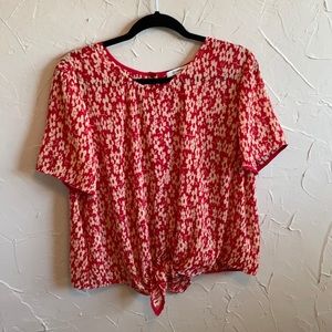 Madewell Crinkle Red floral button-back top